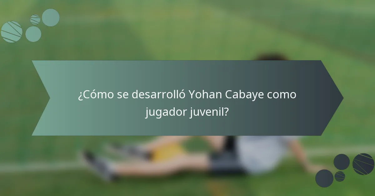 ¿Cómo se desarrolló Yohan Cabaye como jugador juvenil?