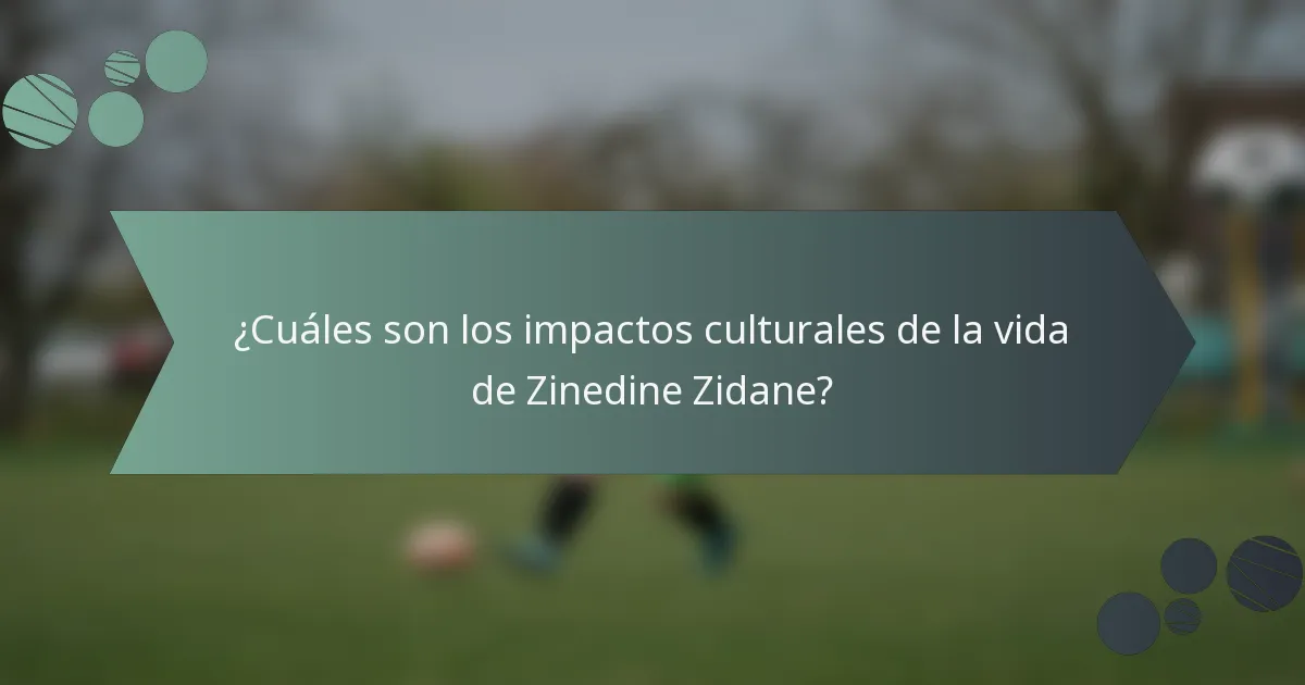 ¿Cuáles son los impactos culturales de la vida de Zinedine Zidane?